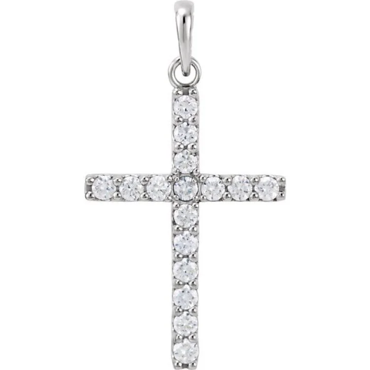 Platinum 1/2 CTW Natural Diamond Cross Pendant