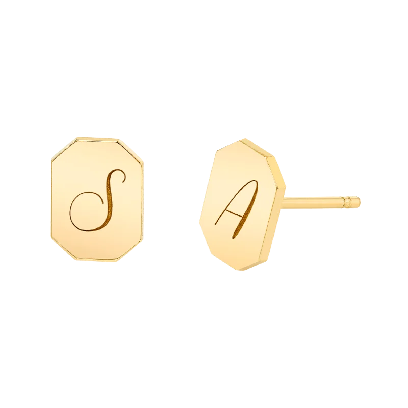 Engravable Initial Tag Earrings