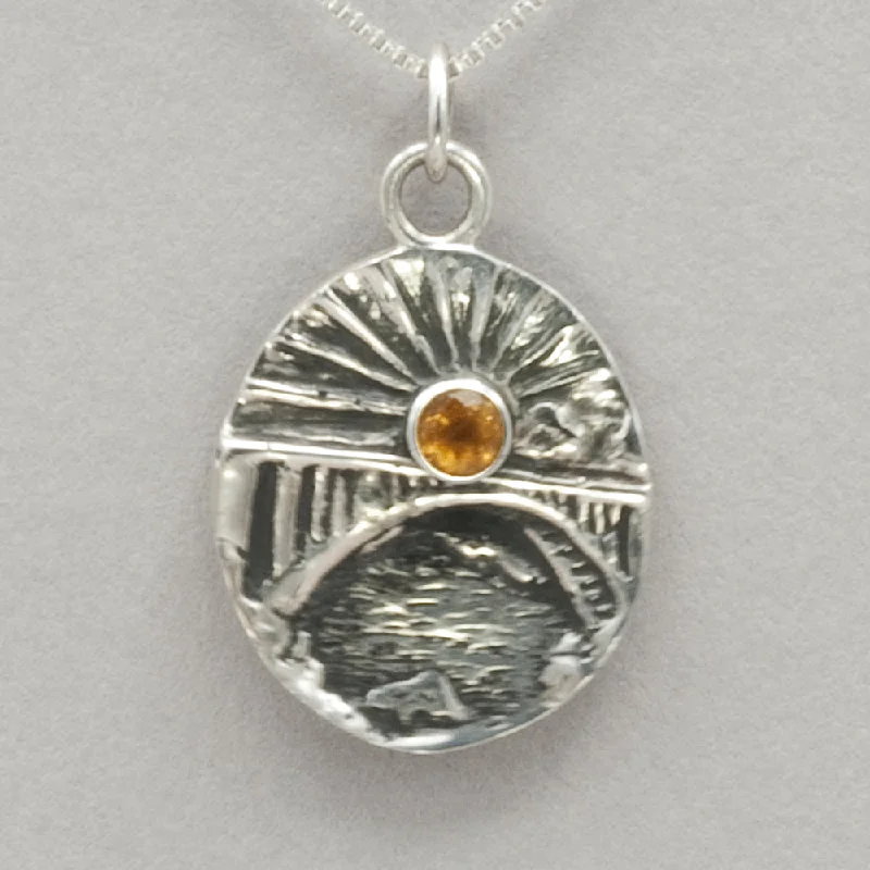 Jim Kelly Sterling Silver Rainbow Bridge with Stone Pendant