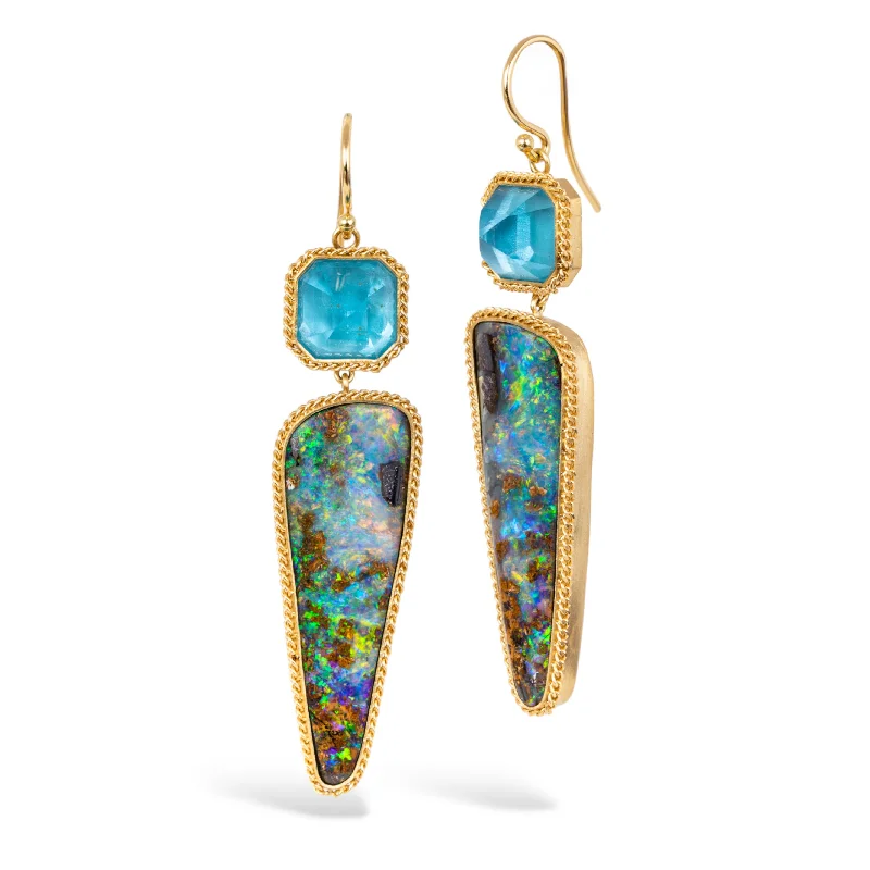 Oceanic Boulder Opal Drop Earrings