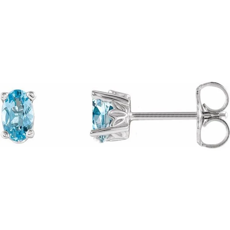 14K White Natural Aquamarine Earrings