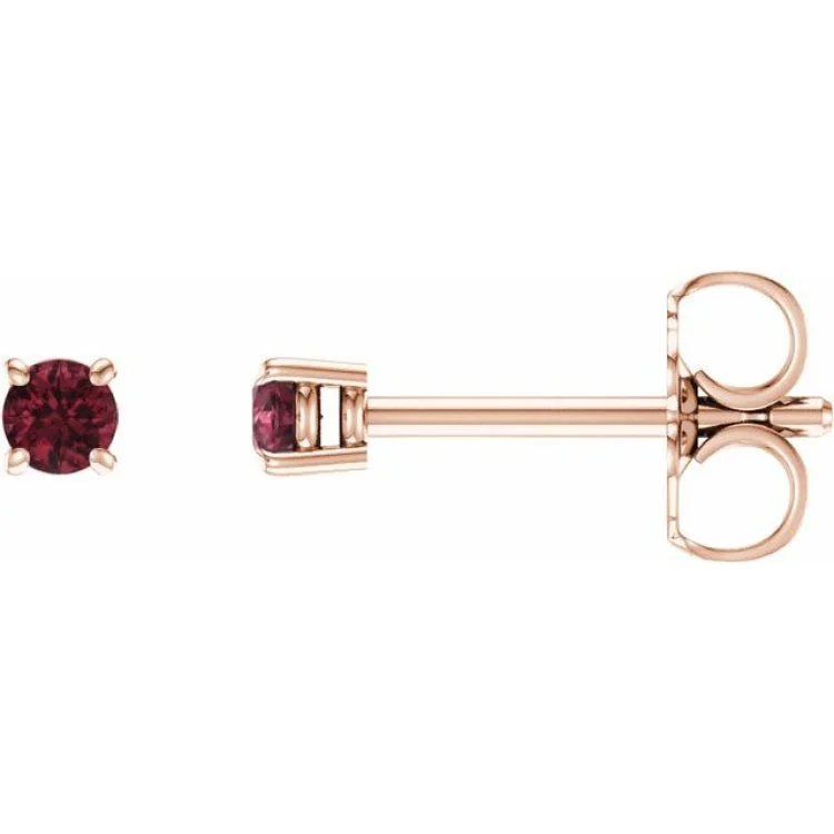 14K Rose 2.5 mm Natural Mozambique Garnet Stud Earrings