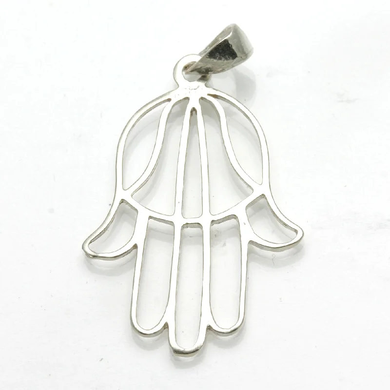 Sterling Silver Modern Hamsa Pendant Large