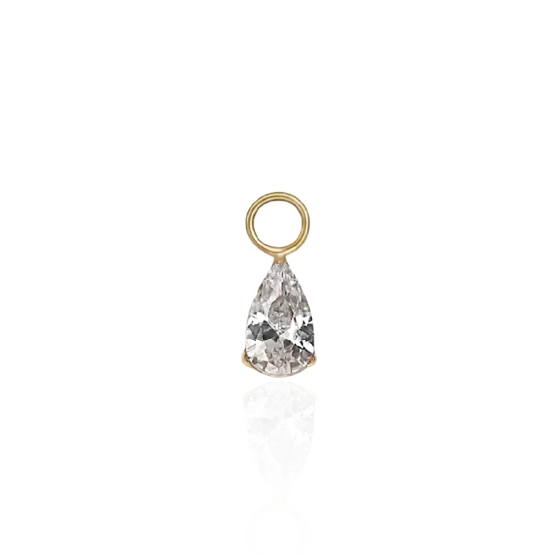 Pear Zirconia Clicker Hoop Charm